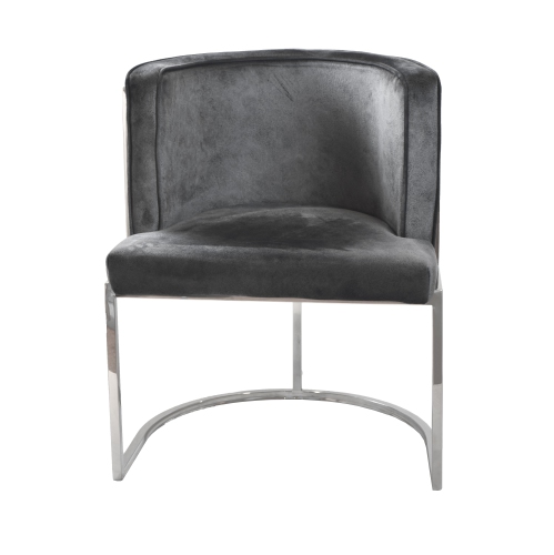Dark Grey Velvet Honeycomb Accent Chair in Chrome