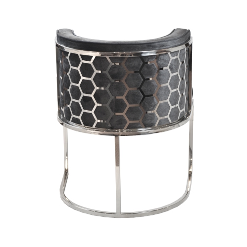 Dark Grey Velvet Honeycomb Accent Chair in Chrome