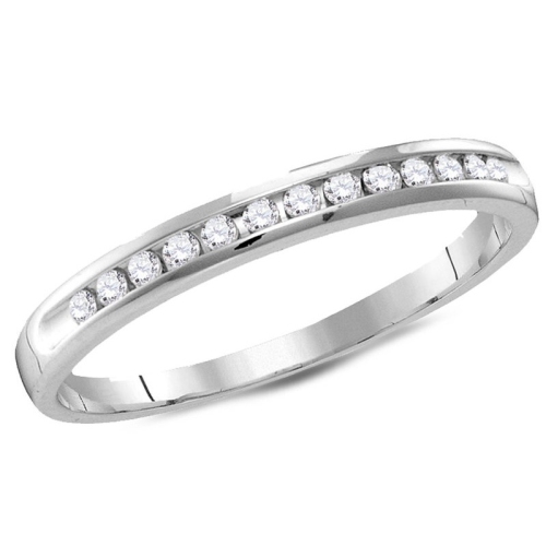 GEM AND HARMONY  Ladies 14K Gold 1/2 Carat (Ctw J-K, I2-I3) Semi Eternity Diamond Wedding Anniversary Band In White