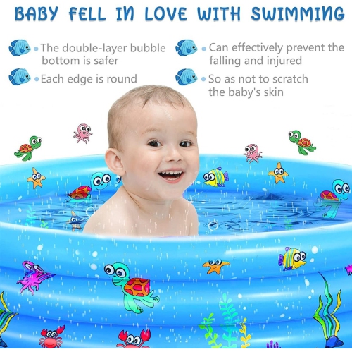 ISTAR 3 Rings Kiddie Pool for Toddler, 43”X12”，Kids Swimming Pool, Inflatable Baby Ball Pit Pool