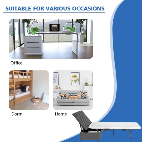 Costway Folding Ottoman Sleeper Bed with Mattress Convertible Guest Bed