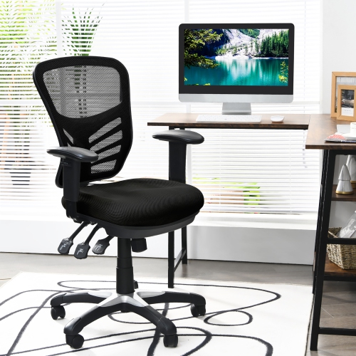 Costway Mesh Office Chair 3-Paddle Computer Desk Chair w/ Adjustable Seat