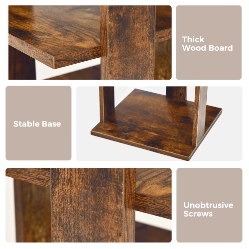 Costway 7-Tier Shoe Rack Free Standing Shelf Storage Tower Rustic Brown