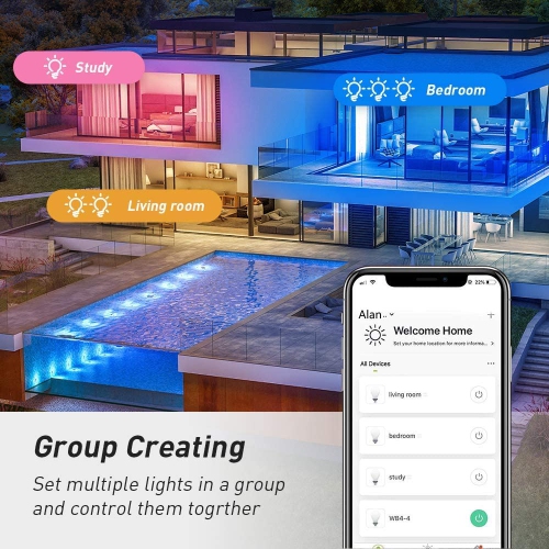 WiFi Smart Spotlight, Sebami 10W Smart Wifi Bulb LED Bulb Warm / Cold & RGB Lights Dimmable Smart WiFi LED Bulb Voice Control by Amazon Alexa and