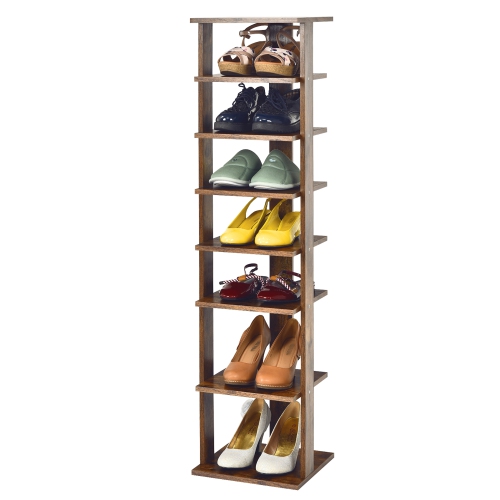 GYMAX  7-Tier Vertical Shoe Rack Free Standing Storage Shelf Organizer Space Saving