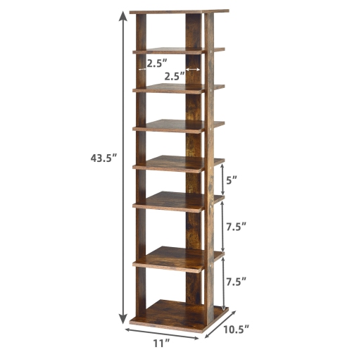 Gymax 7-Tier Vertical Shoe Rack Free Standing Storage Shelf Organizer Space Saving