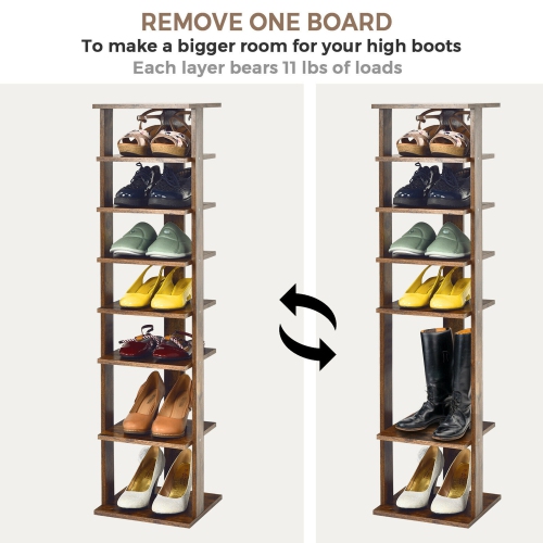 Gymax 7-Tier Vertical Shoe Rack Free Standing Storage Shelf Organizer Space Saving