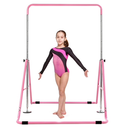 Gymax Kids Expandable Gymnastics Bar Height Adjustable Gymnastic Training Bar