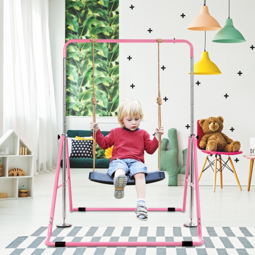 Gymax Kids Expandable Gymnastics Bar Height Adjustable Gymnastic Training Bar