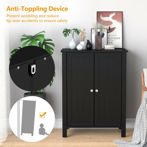 Gymax 2-Door Bathroom Floor Storage Cabinet Space Saver Organizer