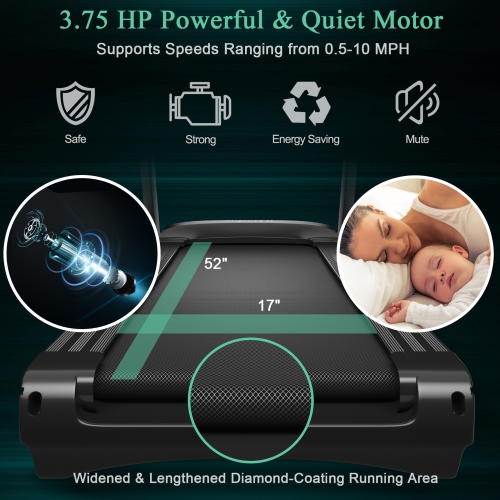 Gymax 3.75HP Folding Treadmill Running Jogging Machine w/ 15% Automatic Incline