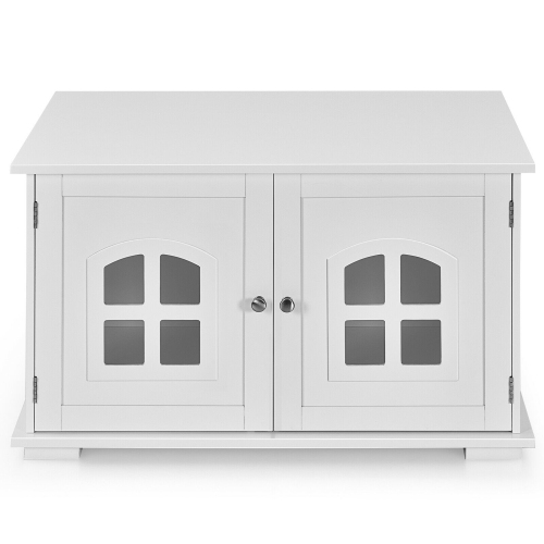 Gymax Large Wooden Cat Litter Box Enclosure Hidden Cat Washroom w/ Divider