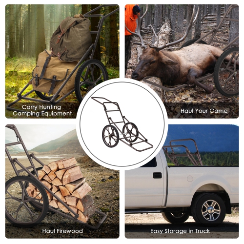 Gymax Folding Deer Game Cart Heavy-Duty Steel Hauler Utility Gear Dolly Cart