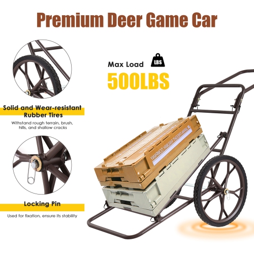 Gymax Folding Deer Game Cart Heavy-Duty Steel Hauler Utility Gear Dolly Cart