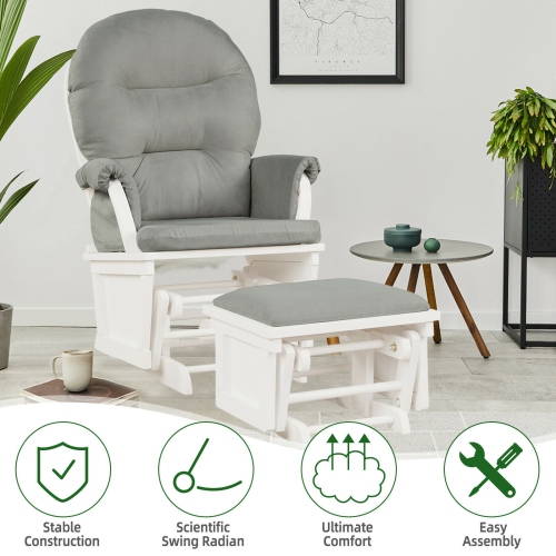Fauteuil coulissant en bois avec pouf et chaise berçante pour bébé de Gymax