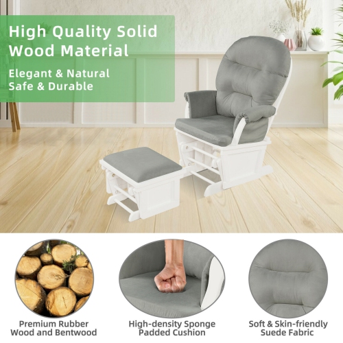 Fauteuil coulissant en bois avec pouf et chaise berçante pour bébé de Gymax