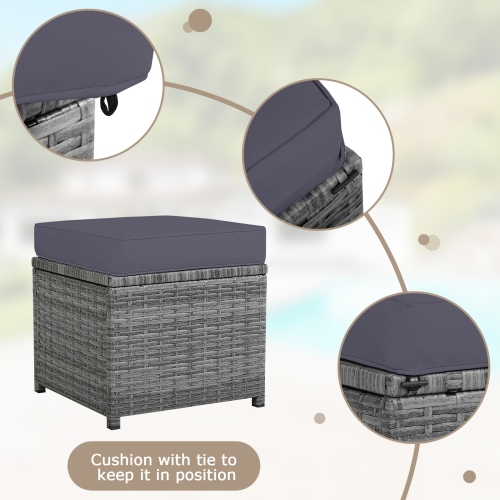 Gymax 7PCS Rattan Patio Sectional Sofa Set Conversation Set w/ Grey Cushions