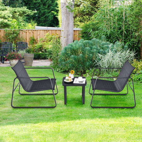 Gymax 3PCS Patio Bistro Set Conversation Furniture Set w/ Fast-Drying Fabric