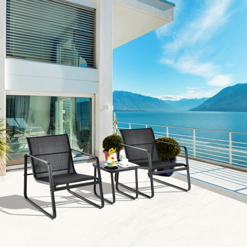 Gymax 3PCS Patio Bistro Set Conversation Furniture Set w/ Fast-Drying Fabric