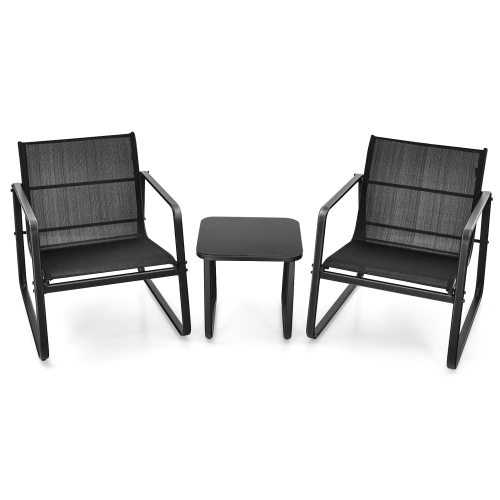Gymax 3PCS Patio Bistro Set Conversation Furniture Set w/ Fast-Drying Fabric