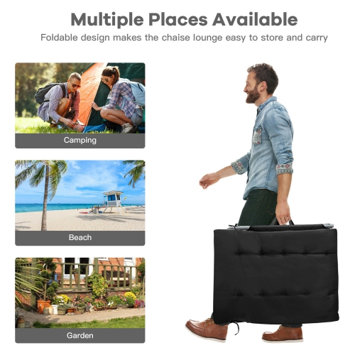 Gymax 4-Fold Oversize Padded Folding Chaise Lounge Chair Reclining Chair