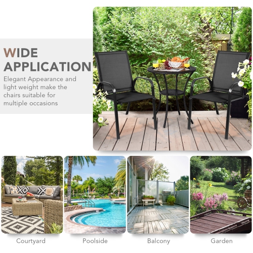 Gymax Set of 4 Patio Chairs Dining Chairs w/ Steel Frame Yard Garden Outdoor