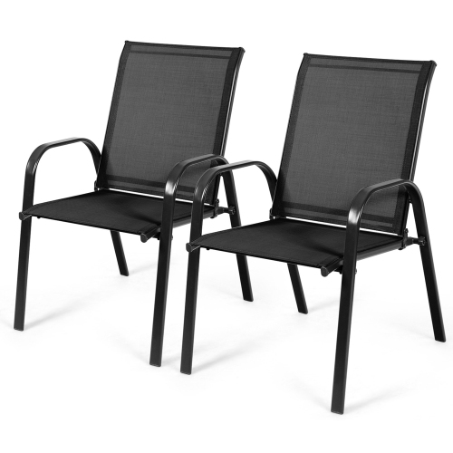 Gymax Set of 4 Patio Chairs Dining Chairs w/ Steel Frame Yard Garden Outdoor