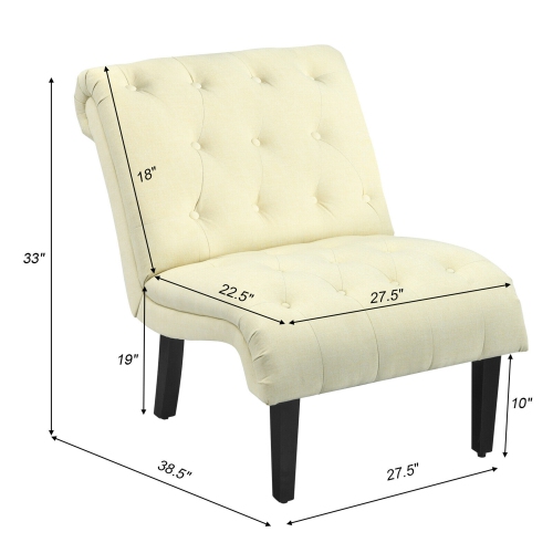 Gymax Armless Accent Chair Upholstered Tufted Lounge Chair Wood Leg