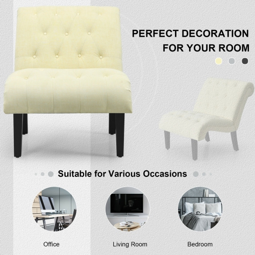 Gymax Armless Accent Chair Upholstered Tufted Lounge Chair Wood Leg