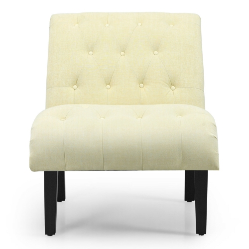 Gymax Armless Accent Chair Upholstered Tufted Lounge Chair Wood Leg