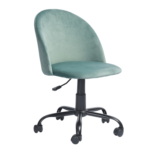 FurnitureR Computer Desk Chair, Home Office Task Chair Adjustable Height Swivel with Velvet Upholstered Work Chair Armless,green