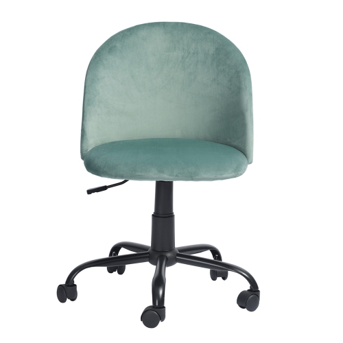 FurnitureR Computer Desk Chair, Home Office Task Chair Adjustable Height Swivel with Velvet Upholstered Work Chair Armless,green