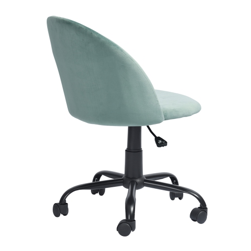FurnitureR Computer Desk Chair, Home Office Task Chair Adjustable Height Swivel with Velvet Upholstered Work Chair Armless,green