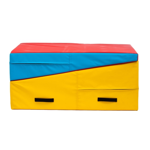 PRISP Folding Incline Gym Mat - 71 x 30 x 14 in Wedge Gymnastics Tumbling Mat for Kids