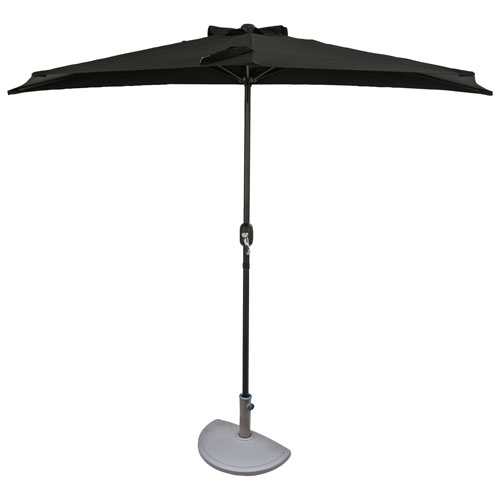 Island Umbrella Lanai 9 ft. Half Patio Free-Standing Umbrella - Black