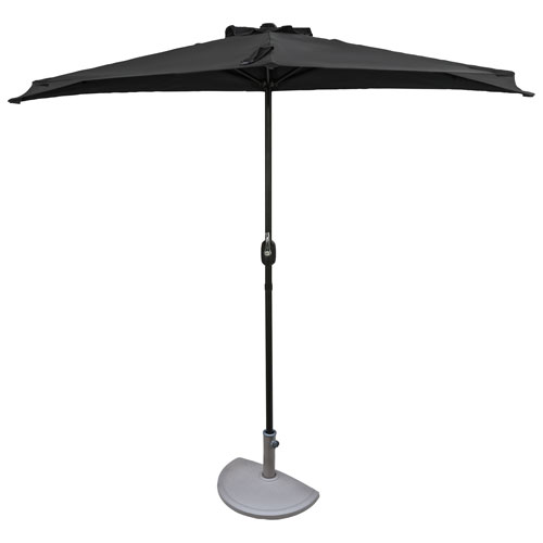 Demi-parasol de patio autoportant de 9 pi Lanai d'Island Umbrella - Gris ardoise