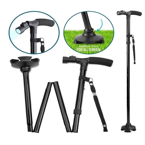 ISTAR Foldable Walking Cane for Men, Women - Fold-up, Collapsible, Lightweight, Adjustable, Portable Hand Walking Stick - Balancing Mobility Aid - Sl