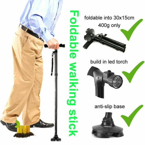 ISTAR Foldable Walking Cane for Men, Women - Fold-up, Collapsible, Lightweight, Adjustable, Portable Hand Walking Stick - Balancing Mobility Aid -