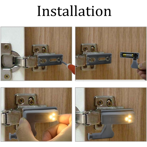 ISTAR 10PCS LED Hinge Light Universal Under Cabinet Lights 0.75W Inner Sensor Light Kitchen Bedroom Cupboard Wardrobe Night Light Warm White