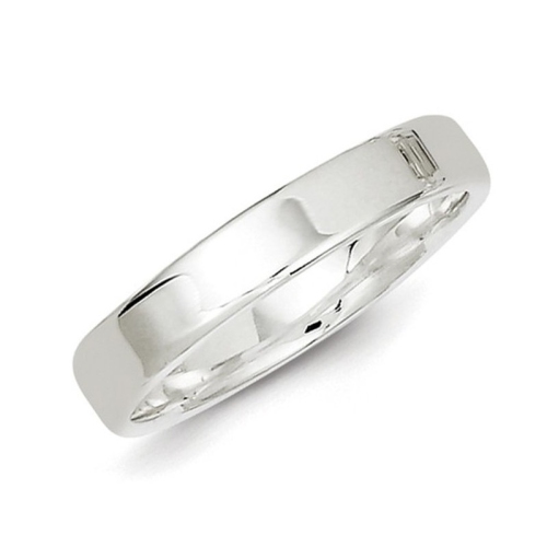 GEM AND HARMONY  Ladies Or Mens Comfort Fit 4MM Flat Wedding Band Ring In Sterling In Silver