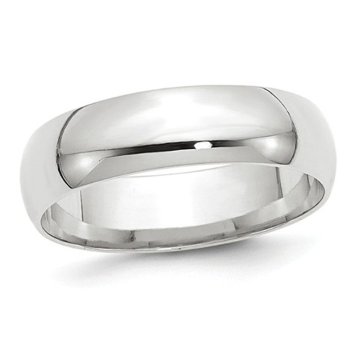 GEM AND HARMONY  Mens Or Ladies 10K Gold 6MM Comfort Fit Wedding Band Ring In White