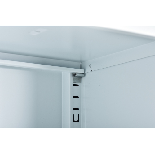 FornitureR 13.8" W Accent Chest 2 Door, Six Shelves, Enclosed Storage Cabinet,Metal,white