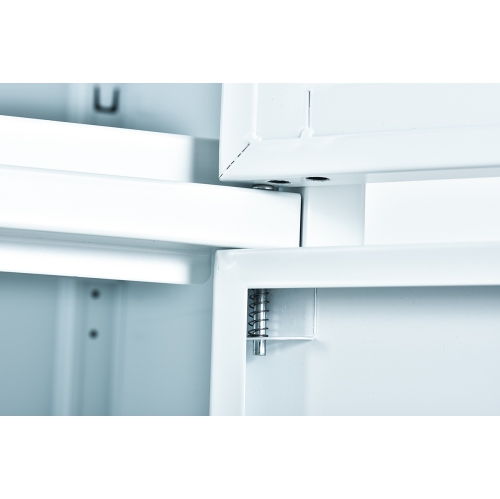 FornitureR 13.8" W Accent Chest 2 Door, Six Shelves, Enclosed Storage Cabinet,Metal,white