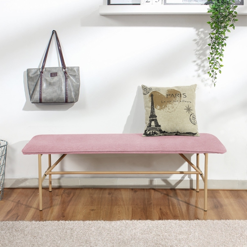 FurnitureR Square Ottoman,Fabric with metal Ottoman Stool Foot Stool Bench for Living Room, Bedroom ,Pink