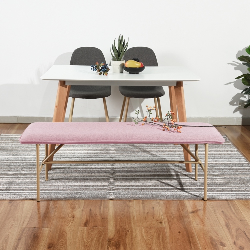 FurnitureR Square Ottoman,Fabric with metal Ottoman Stool Foot Stool Bench for Living Room, Bedroom ,Pink