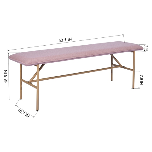 FurnitureR Square Ottoman,Fabric with metal Ottoman Stool Foot Stool Bench for Living Room, Bedroom ,Pink