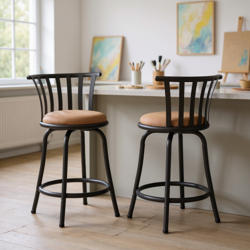 Homy Casa Set of 2 Adjustable Bar Stools with Backrest and Comfortable Cushion for Art Studio, Painting Room, and High Work Desk