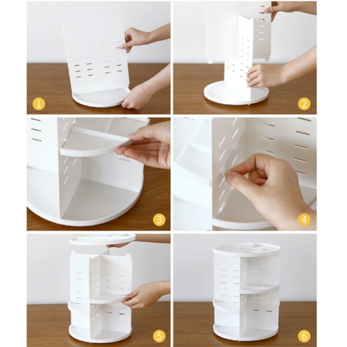 ISTAR 360 Rotating Makeup Organizer, DIY Adjustable Bathroom Makeup Carousel Spinning Holder Rack, Large Capacity Cosmetics Storage Box Vanity Shelf