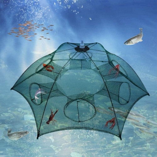 ISTAR Fishing Bait Trap Foldable Fish Minnow Crab Crayfish Crawdad Shrimp  Net Trap Cast Net Dip Cage Collapsible Easy Use Hexagon 6 Hole Fishing  Accessories