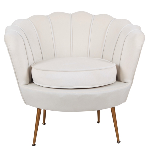 Chaise de salle à manger moderne en velours Leisure de FurnitureR, chaise longue contemporaine avec pattes en métal, beige